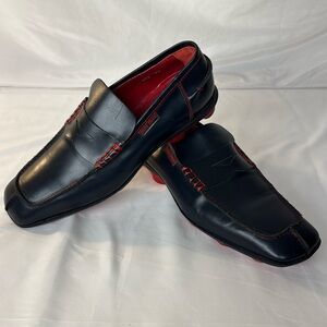 MIU MIU Navy Blue Penny Loafers-Made in Italy